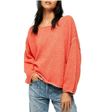 Free people bardot drop shoulder sweater coral
