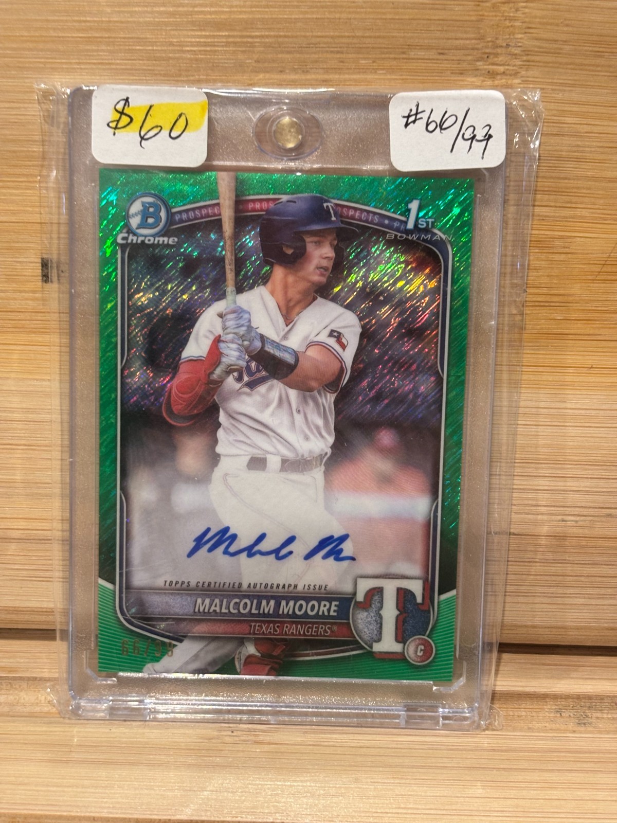 2025 Bowman Chrome Auto Malcolm Moore #CPA-MMO Green Refractor /99 (AU, RC)