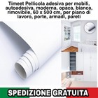 Pellicola adesiva per mobili,porte Parete, moderna, opaca, bianca, 60x500cm