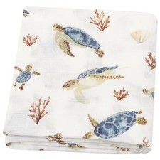 Baby Swaddle Blanket, 70 Viscose from Bamboo and 30 Cotton Muslin Sea Turtle