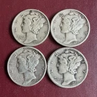Mercury Silver Dime Lot of 4 10C 0.9 Fine 1941-1944 P Business Strike
