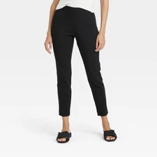 Women's High-Rise Skinny Ankle Pull-On Pants - A New Day Black 6: