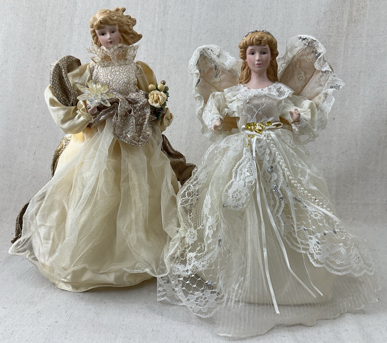 Vintage Tree Topper Christmas Angel Porcelain Doll Face Lot 