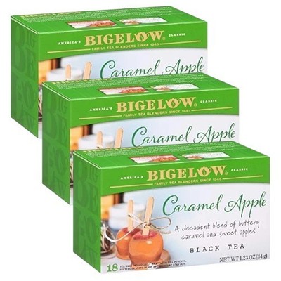 Bigelow CARAMEL APPLE Black Tea, Caffeinated, 18 Count Box (3 Pack)