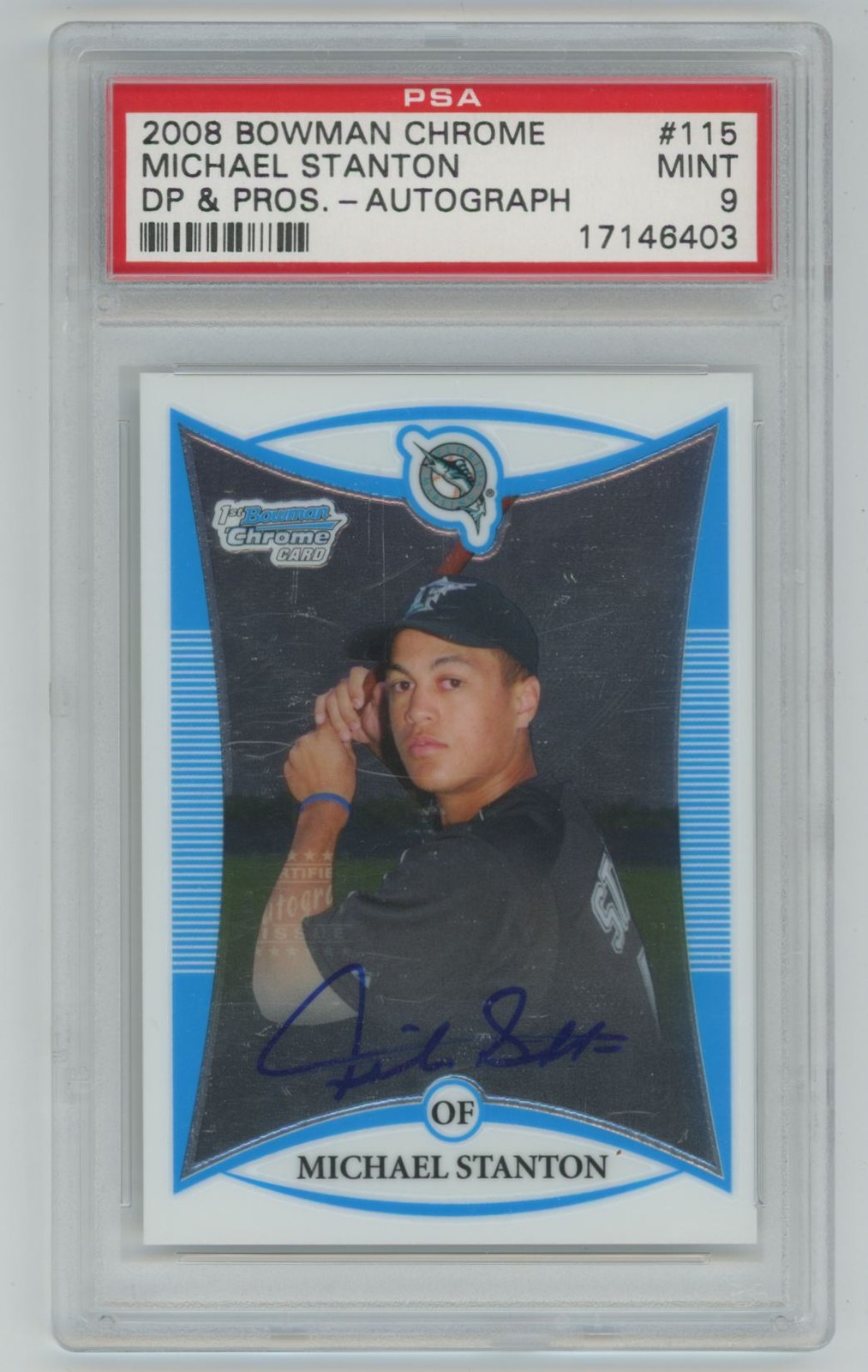 Michael Stanton Giancarlo 2008 Bowman Chrome Auto PSA 9 #BDPP115 Florida Marlins