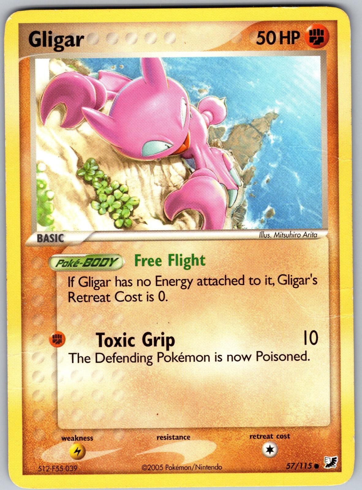 Gligar 57/115 Common Unseen Forces Pokemon Damaged