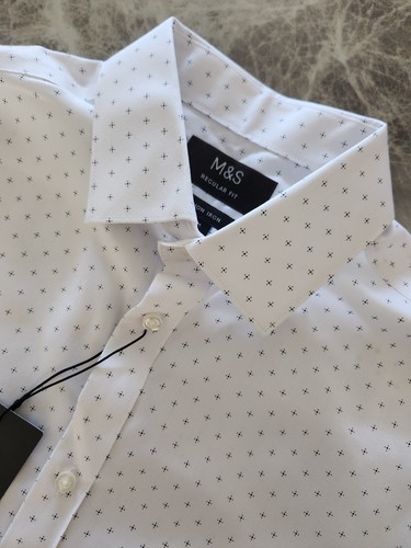 M&S Regular Fit Non Iron Pure Cotton Floral Print Shirt ~ Size M