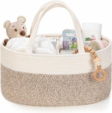 Nappy Caddy – Cotton Rope Baby Storage Basket for Newborn Essentials – Portable