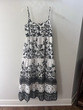 NWT Reistor Strappy Tiered Maxi Dress with Black/white Florals! Size Large