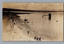 RPPC Postcard Magic Dam and Reservoir Idaho Bird's Eye View Early 1900's