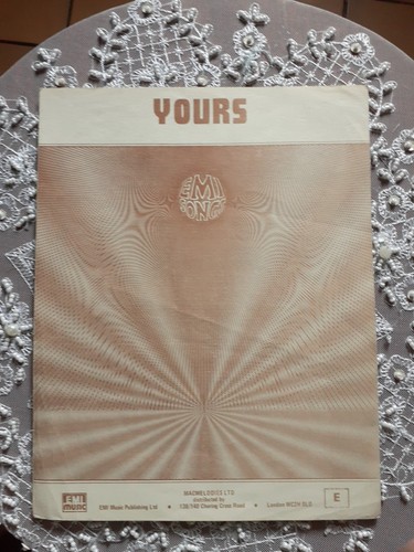 YOURS  - VINTAGE MUSIC SHEET WITH WORDS