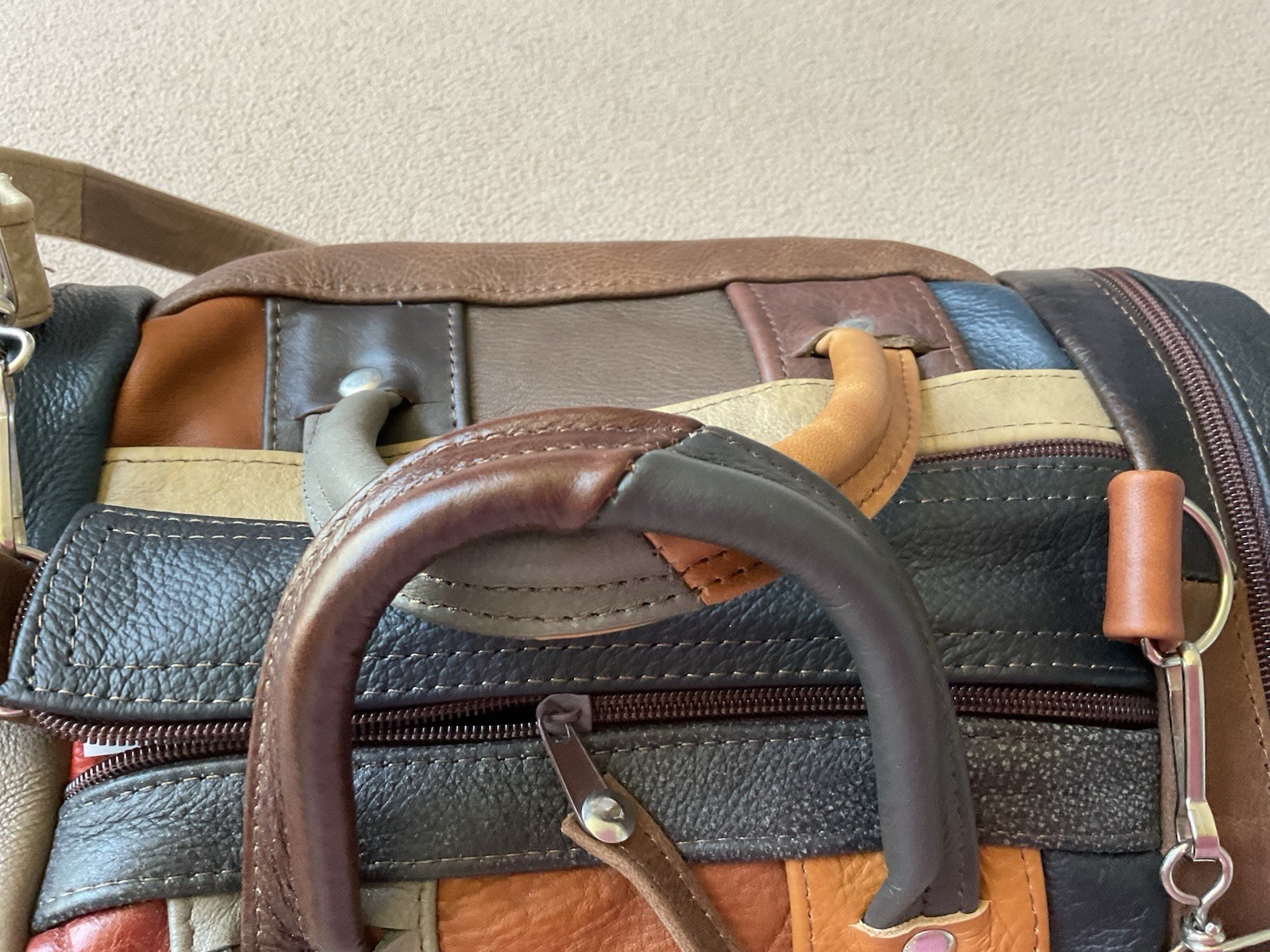 Hand Crafted From Mexico Patchwork 100% Leather D… - image 7