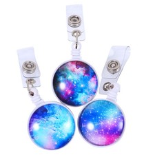 3Pcs Compact ABS Badge Holder with Retractable Reel Clip for Use