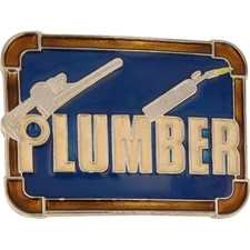 New Plumbing Plumber Pipefitter Pipe Wrench Tool 80s Nos Vintage Belt Buckle