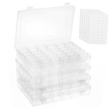 36 Grids Plastic Bead Organizer Box with Dividers, Clear Craft Tackle 4 Pack