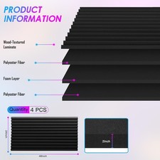 4 Pack Sound Proof Foam Panels, 48" 24" 2" Soundproof Wall Panels