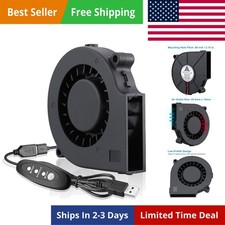 75mm USB Blower Fan with 3 Speeds Control, 7515 5V DC Brushless Turbine Turbo...
