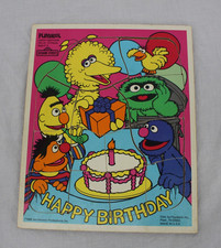 Vintage Playskool Sesame Street Happy Birthday Wooden Puzzle 13 Piece Multicolor