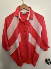 Vintage 80s Cordova Pink And White Color Block Batting Windbreaker L 