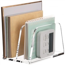 2Slot Clear Acrylic Mail Organizer Desk Vertical Letter Holder File Sorter
