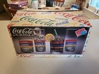 Vintage Set Of Striped Coca-Cola Glasses -   One Short Glass Broken-In Orig Box — photo 2