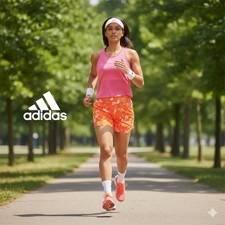 Adidas "Own the Run" High Rise Floral Running Shorts - JD7778 - SMALL
