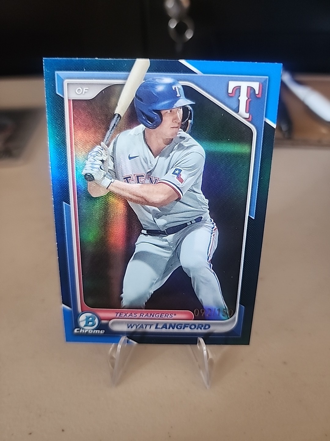 2024 Bowman - Chrome Prospects Wyatt Langford #BCP-64 Blue Refractor /150 (RC)