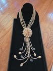 Joan Rivers Vintage Starlet Statement Necklace Peach Multi Strand Beads & Flower — photo 1