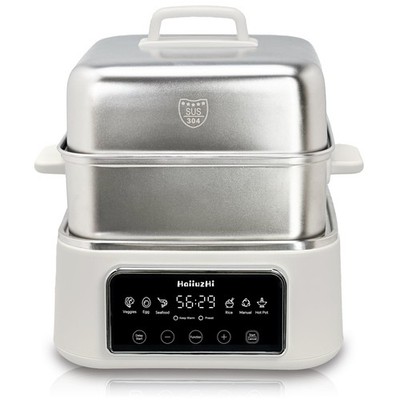 Electric Food Steamer 12.7 QT, Double-Tier 8-in-1 Vegetable & Meal Steamer -M