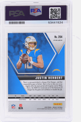 2020 Panini Mosaic Justin Herbert Reactive Orange #204 PSA 10