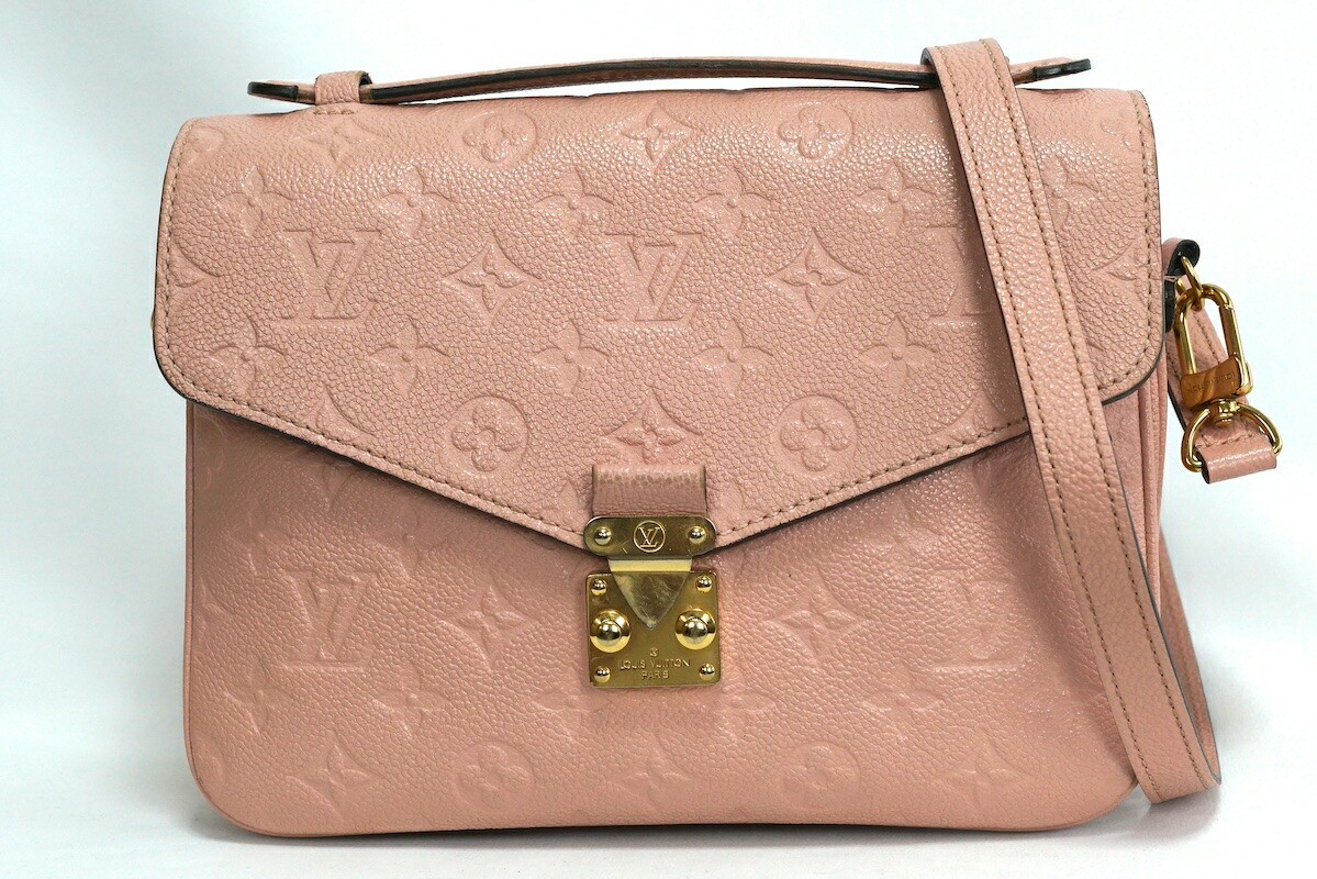 Auth LOUIS VUITTON M44018 Pochette Metis Monogram Empreinte Leather Rose Poudre