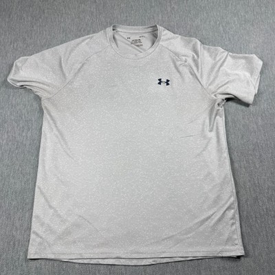 Under Armour T-Shirt Men L Silver The Tech Tee Loose Fit Speckled Athletic Top