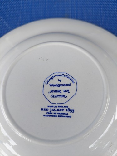 Wedgwood "American Clipper" Blue Salad Plate Flying Cloud Ship- 7 1/2 In. - Picture 3 of 3