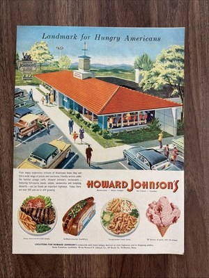 Howard Johnson s Print Ad Restaurant Diner Ice Cream Orange Roof Motor Lodge