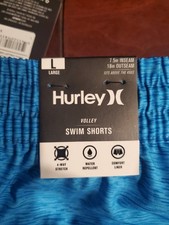NWT Boy's Large Swim Trunks Shorts, Hurley, Turquoise Blue