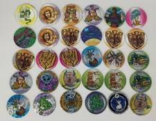 Vintage 1990s Monsters FOIL POGS Lot Of 30 Fantasy Skull Women Shield Spider