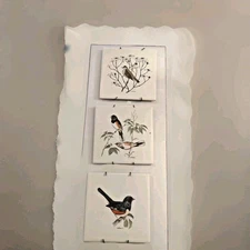 VTG Puleston & De Paolis Bird Square Tiles Trivet Eastern Towhee Thrush Songbird