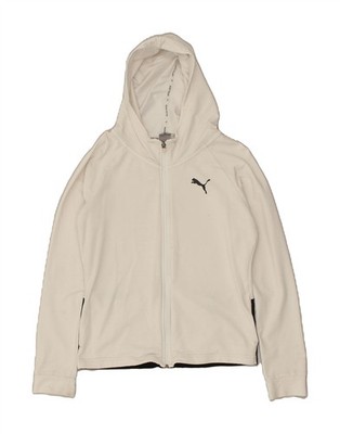 Puma Damen Graphic Zip Hoodie Pullover UK 10 Small Off White AD09