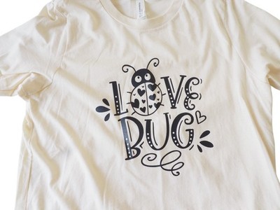 Bella Canvas Kids' Beige T-Shirt with Love Bug Graphic Size XL ( 18/20 )