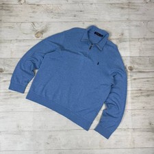 Polo Ralph Lauren 1/4 Zip Sweatshirt Pullover Old Money Men Size L Blue