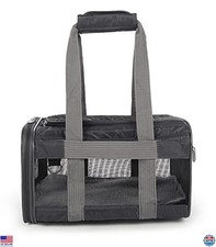 Deluxe Sherpa Travel Pet Carrier, Airline Approved, Charcoal Gray, Small Size