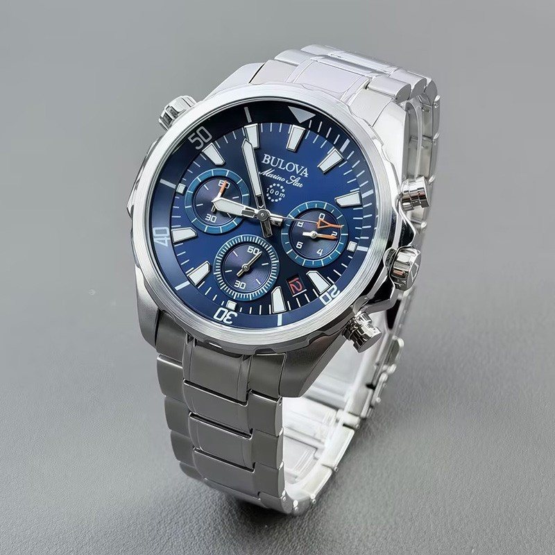 Bulova Marine Star Series B Men's Quartz Watch Blue Dial Stainless Steel 43mm View 2