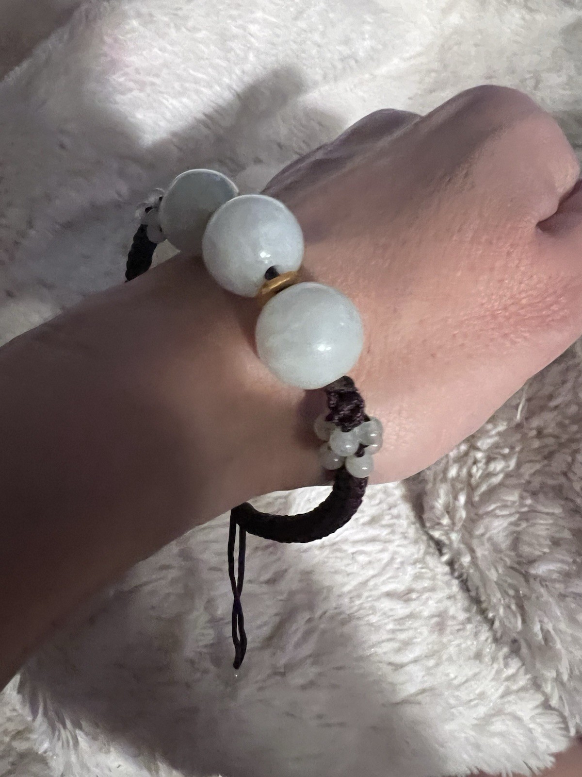 Adjustable braided string bracelet With three lar… - image 2