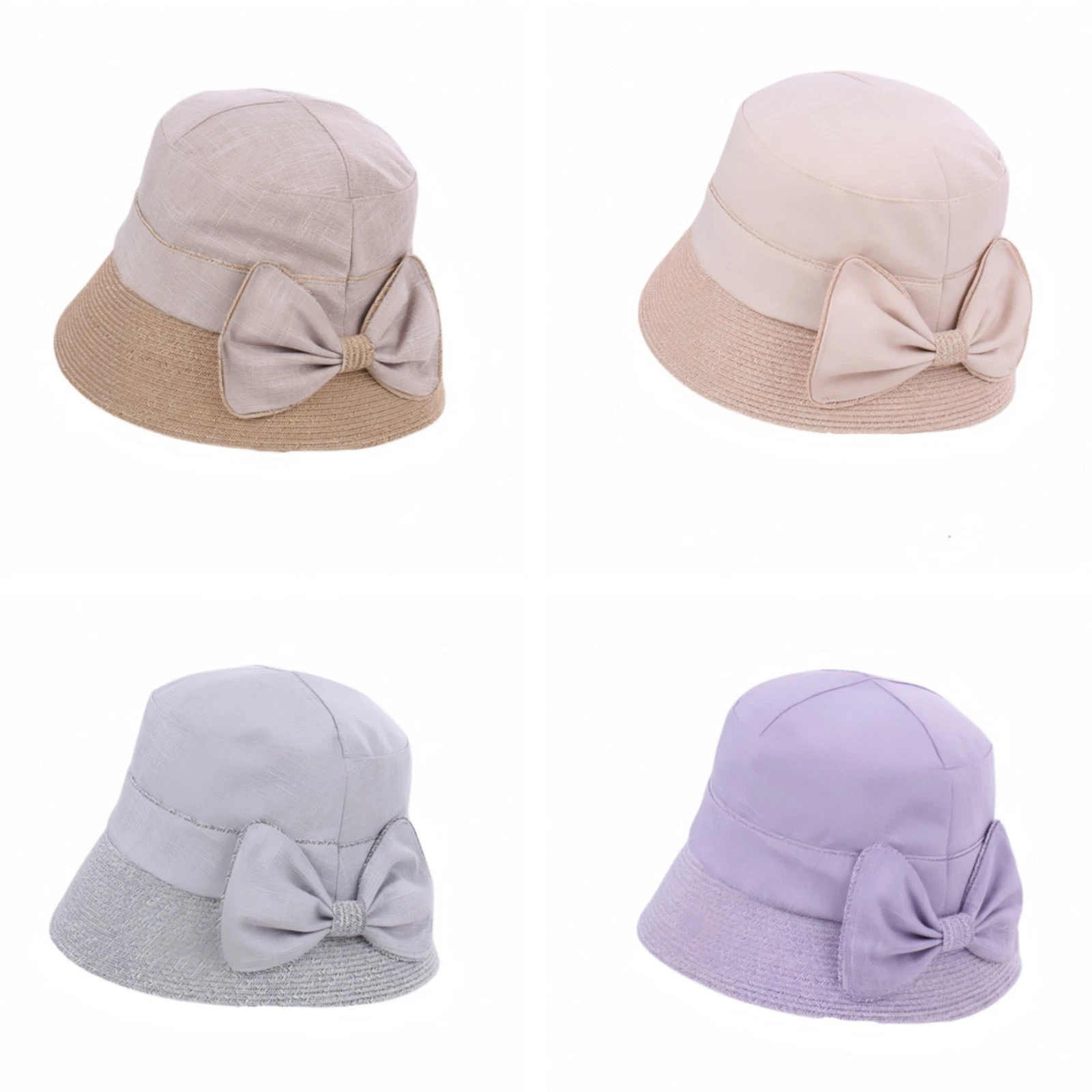 Women's Bucket Hat Elegant Bow Wide Brim UV Protection Sun Hat Summer Beach Cap