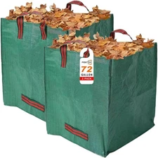 72-Gallon Leaf Bags (Pack of 2) - Reusable Yard Waste Bags with Reinforced Handl
