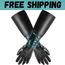 Rubber Sandblasting Sandblaster Gloves, 23.6" Rubber Sandblast Cabinet Gloves Fo