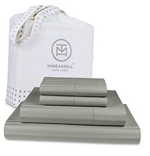 100 Cotton Sheets for Size Bed - 600 Thread Count King Moonrock Grey Damask