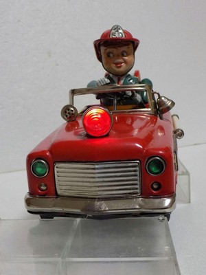 野村トーイ•新工社？ダブルネーム　電動　FIRE CHIEF CAR 動作品 Nomura Toys • Shinkosha? Double name electric FIRE CHIEF CAR