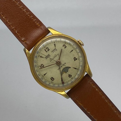 VINTAGE BREITLING MERVOS DATORA MOONPHASE TRIPLE DATE MANUAL WIND CAL VALJOUX 90 - Picture 4 of 13