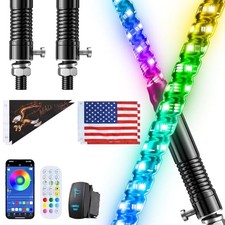 2 PCS 3FT Whip Lights with Spring Base, APP  Remote Control Led Whip 3FT 2PCS